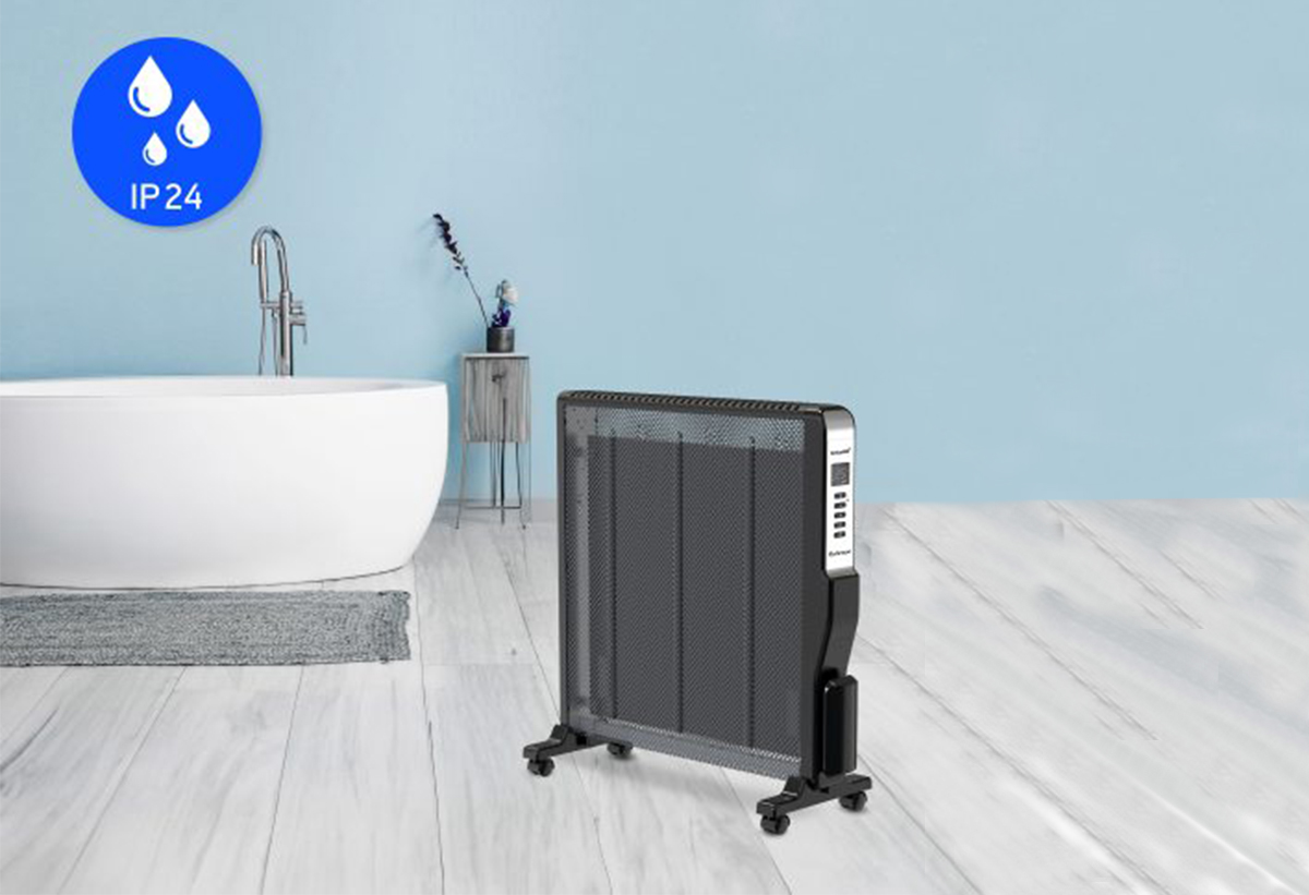 Απεικονίζεται ο θερμοπομπός να παράγει θερμότητα σε ενα μπάνιο.